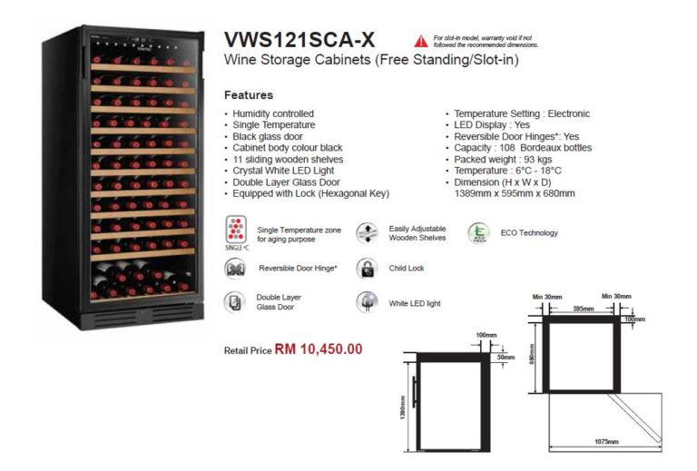 Buy Vintec Classic Wine Storage VWS121SCAX (V110SGE) Online in