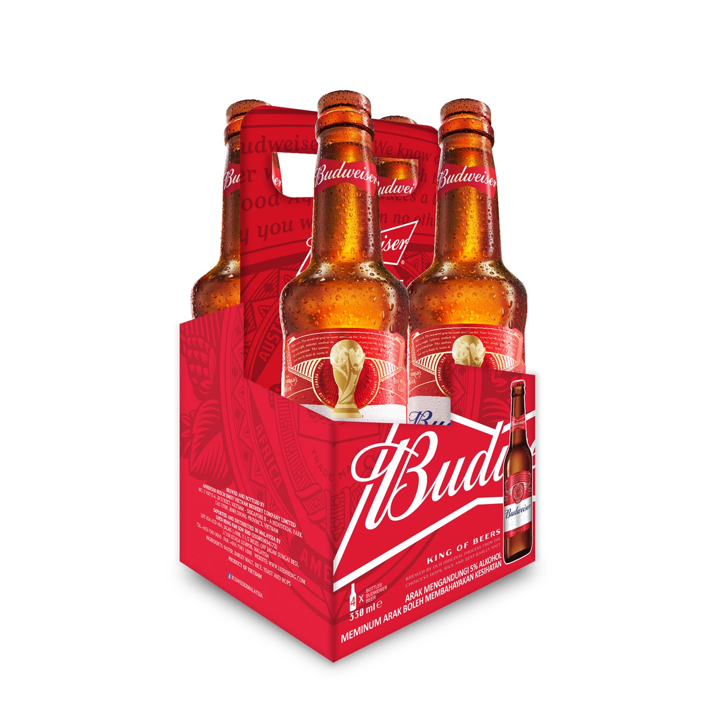 Budweiser Bottle 4 bottles x 330ml (FIFA Version) - Image 2
